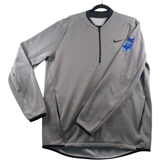 NIKE Dri-Fit 1/4 Zip Pullover Fleece Lined Sweatshirt Men's Large Gray Logo - Picture 1 of 9